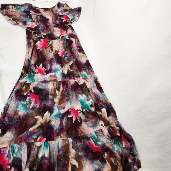Tall Medium SOFT SURROUNDINGS Italian Dreams Tiered Dark Floral  Maxi Dress. - Picture 6 of 16